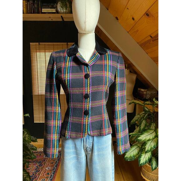 Vintage Jacket Rainbow Plaid Black - Picture 4 of 7